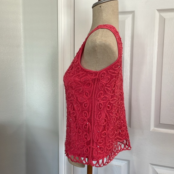 Sigrid Olsen silk sleeveless V-neck lace floral beaded embellished top handmade - Picture 8 of 12